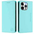 For iPhone 15 Pro RC01 Dual-Folded Magnetic Suction RFID Leather Phone Case(Mint Green) - 2