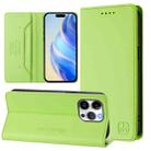 For iPhone 15 Pro RC01 Dual-Folded Magnetic Suction RFID Leather Phone Case(Grass Green) - 1