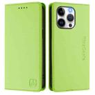 For iPhone 15 Pro RC01 Dual-Folded Magnetic Suction RFID Leather Phone Case(Grass Green) - 2