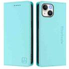 For iPhone 15 Plus RC01 Dual-Folded Magnetic Suction RFID Leather Phone Case(Mint Green) - 2