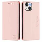 For iPhone 15 Plus RC01 Dual-Folded Magnetic Suction RFID Leather Phone Case(Pink) - 2