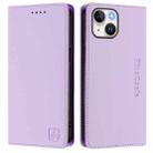 For iPhone 15 Plus RC01 Dual-Folded Magnetic Suction RFID Leather Phone Case(Light Purple) - 2