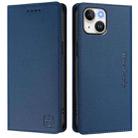 For iPhone 15 Plus RC01 Dual-Folded Magnetic Suction RFID Leather Phone Case(Dark Blue) - 2