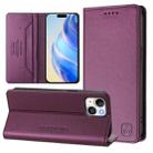 For iPhone 15 RC01 Dual-Folded Magnetic Suction RFID Leather Phone Case(Violet) - 1