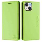 For iPhone 14 Plus RC01 Dual-Folded Magnetic Suction RFID Leather Phone Case(Grass Green) - 2