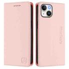 For iPhone 14 Plus RC01 Dual-Folded Magnetic Suction RFID Leather Phone Case(Pink) - 2