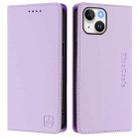 For iPhone 14 Plus RC01 Dual-Folded Magnetic Suction RFID Leather Phone Case(Light Purple) - 2