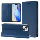 For iPhone 14 Plus RC01 Dual-Folded Magnetic Suction RFID Leather Phone Case(Dark Blue) - 1