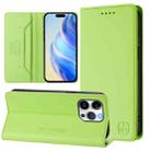 For iPhone 14 Pro RC01 Dual-Folded Magnetic Suction RFID Leather Phone Case(Grass Green) - 1