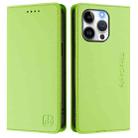 For iPhone 14 Pro RC01 Dual-Folded Magnetic Suction RFID Leather Phone Case(Grass Green) - 2