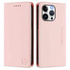 For iPhone 14 Pro RC01 Dual-Folded Magnetic Suction RFID Leather Phone Case(Pink) - 2