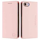For iPhone 7 / 8 / SE 2022 RC01 Dual-Folded Magnetic Suction RFID Leather Phone Case(Pink) - 2