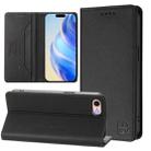 For iPhone 7 / 8 / SE 2022 RC01 Dual-Folded Magnetic Suction RFID Leather Phone Case(Black) - 1