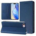For iPhone 7 / 8 / SE 2022 RC01 Dual-Folded Magnetic Suction RFID Leather Phone Case(Dark Blue) - 1