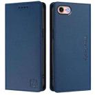 For iPhone 7 / 8 / SE 2022 RC01 Dual-Folded Magnetic Suction RFID Leather Phone Case(Dark Blue) - 2