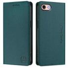 For iPhone 7 / 8 / SE 2022 RC01 Dual-Folded Magnetic Suction RFID Leather Phone Case(Dark Green) - 2