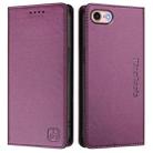 For iPhone 7 / 8 / SE 2022 RC01 Dual-Folded Magnetic Suction RFID Leather Phone Case(Violet) - 2