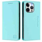 For iPhone 13 Pro Max RC01 Dual-Folded Magnetic Suction RFID Leather Phone Case(Mint Green) - 2