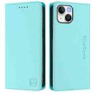 For iPhone 13 mini RC01 Dual-Folded Magnetic Suction RFID Leather Phone Case(Mint Green) - 2
