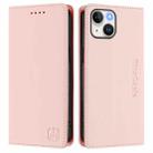 For iPhone 13 mini RC01 Dual-Folded Magnetic Suction RFID Leather Phone Case(Pink) - 2