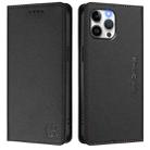 For iPhone 12 / 12 Pro RC01 Dual-Folded Magnetic Suction RFID Leather Phone Case(Black) - 2