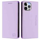 For iPhone 12 / 12 Pro RC01 Dual-Folded Magnetic Suction RFID Leather Phone Case(Light Purple) - 2