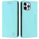 For iPhone 12 Pro Max RC01 Dual-Folded Magnetic Suction RFID Leather Phone Case(Mint Green) - 2