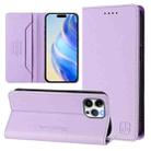 For iPhone 12 Pro Max RC01 Dual-Folded Magnetic Suction RFID Leather Phone Case(Light Purple) - 1