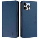 For iPhone 12 Pro Max RC01 Dual-Folded Magnetic Suction RFID Leather Phone Case(Dark Blue) - 2