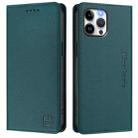 For iPhone 12 Pro Max RC01 Dual-Folded Magnetic Suction RFID Leather Phone Case(Dark Green) - 2