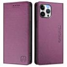 For iPhone 12 Pro Max RC01 Dual-Folded Magnetic Suction RFID Leather Phone Case(Violet) - 2