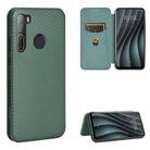 For HTC Desire 20 Pro Carbon Fiber Texture Horizontal Flip TPU + PC + PU Leather Case with Card Slot(Green) - 1