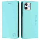 For iPhone 12 mini RC01 Dual-Folded Magnetic Suction RFID Leather Phone Case(Mint Green) - 2