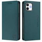 For iPhone 12 mini RC01 Dual-Folded Magnetic Suction RFID Leather Phone Case(Dark Green) - 2