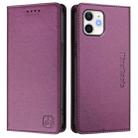 For iPhone 12 mini RC01 Dual-Folded Magnetic Suction RFID Leather Phone Case(Violet) - 2