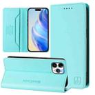 For iPhone 11 Pro Max RC01 Dual-Folded Magnetic Suction RFID Leather Phone Case(Mint Green) - 1