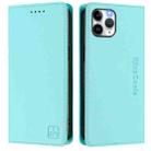 For iPhone 11 Pro Max RC01 Dual-Folded Magnetic Suction RFID Leather Phone Case(Mint Green) - 2
