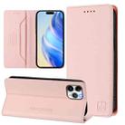 For iPhone 11 Pro Max RC01 Dual-Folded Magnetic Suction RFID Leather Phone Case(Pink) - 1