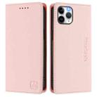For iPhone 11 Pro Max RC01 Dual-Folded Magnetic Suction RFID Leather Phone Case(Pink) - 2