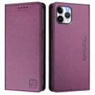 For iPhone 11 Pro Max RC01 Dual-Folded Magnetic Suction RFID Leather Phone Case(Violet) - 2