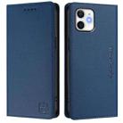 For iPhone 11 RC01 Dual-Folded Magnetic Suction RFID Leather Phone Case(Dark Blue) - 2