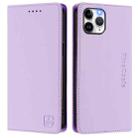 For iPhone 11 Pro RC01 Dual-Folded Magnetic Suction RFID Leather Phone Case(Light Purple) - 2