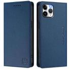 For iPhone 11 Pro RC01 Dual-Folded Magnetic Suction RFID Leather Phone Case(Dark Blue) - 2