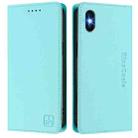 For iPhone X / XS RC01 Dual-Folded Magnetic Suction RFID Leather Phone Case(Mint Green) - 2