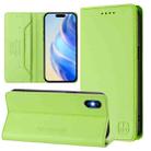 For iPhone X / XS RC01 Dual-Folded Magnetic Suction RFID Leather Phone Case(Grass Green) - 1