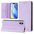 For iPhone X / XS RC01 Dual-Folded Magnetic Suction RFID Leather Phone Case(Light Purple) - 1