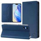 For iPhone X / XS RC01 Dual-Folded Magnetic Suction RFID Leather Phone Case(Dark Blue) - 1