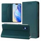 For iPhone X / XS RC01 Dual-Folded Magnetic Suction RFID Leather Phone Case(Dark Green) - 1