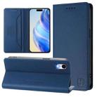 For iPhone XR RC01 Dual-Folded Magnetic Suction RFID Leather Phone Case(Dark Blue) - 1