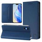 For iPhone XS Max RC01 Dual-Folded Magnetic Suction RFID Leather Phone Case(Dark Blue) - 1